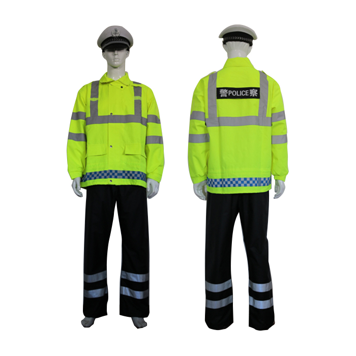 2018新标警用交警执勤荧光黄反光雨衣